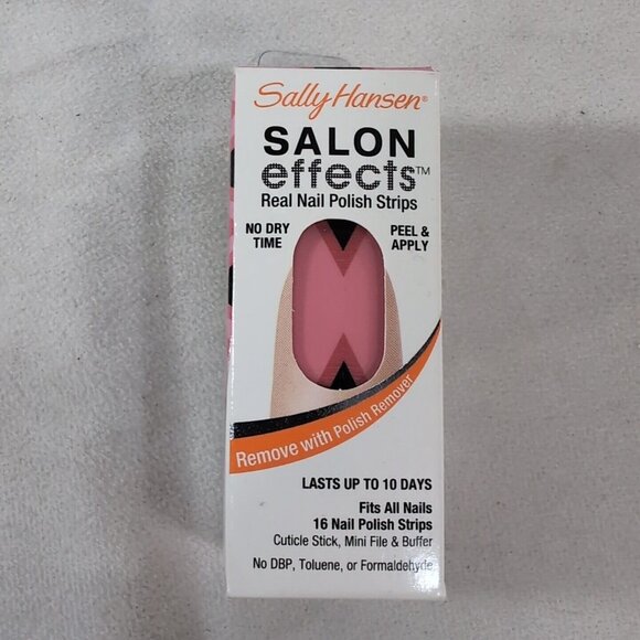 Sally Hansen Salon Effects Real Nail Polish Strips Peel Pink Black V Stripes - Picture 1 of 7